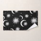 Lune et étoiles blanches et noires (Serviette à main)