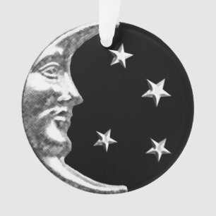 Lune et étoiles d'art déco - noir et argent