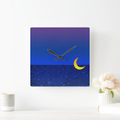 Lune et étoiles Horloge murale du soir (Maison)