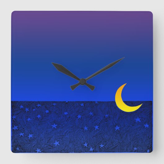 Lune et étoiles Horloge murale du soir (Recto)