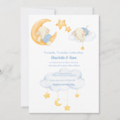 Lune et étoiles | Invitations de douche bébé éléph (Devant)