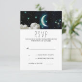 Lune et étoiles Mariage romantique Carte RSVP (Debout devant)