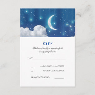 Lune et étoiles Mariage romantique Carte RSVP