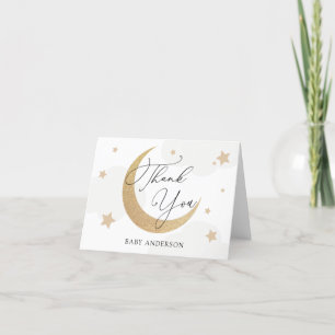Lune et étoiles Nuages gris Baby shower Merci