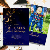 Lune Et Étoiles Première Invitation Anniversaire