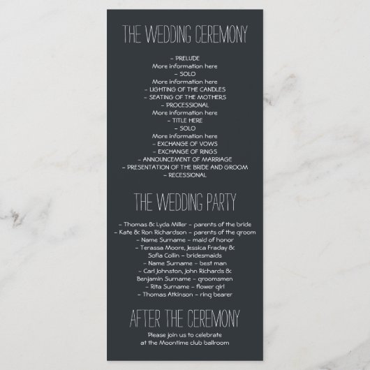 lune et étoiles programme de mariage rustique (Dos)