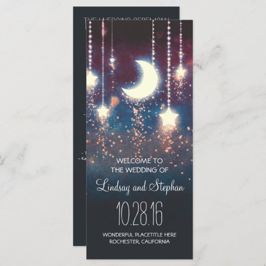 lune et étoiles programme de mariage rustique (Devant / Derrière)