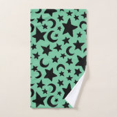 Lune et étoiles vertes et noires (Serviette à main)