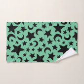 Lune et étoiles vertes et noires (Serviette à main)