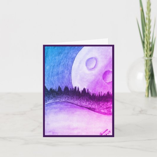 Lune et planète - Puple, Blank Invitation (Devant)