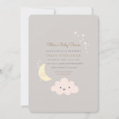 Lune et Star Baby shower Invitation Grey (Devant)
