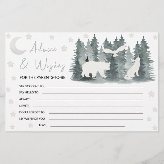 Lune étoiles bois baby shower parent carte conseil (Devant)