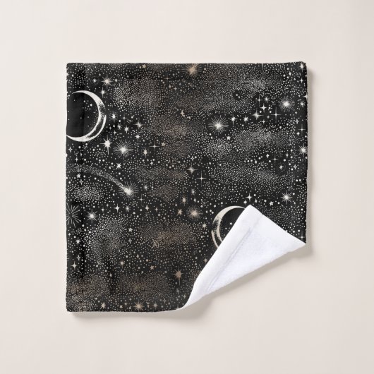 Lune Étoiles Céleste Noir (Gant de toilette)