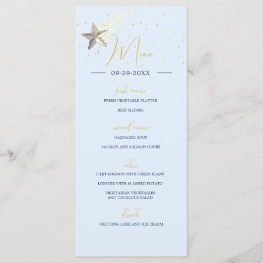Lune Étoiles Céleste Nuit Élégante Menu Mariage (Devant)