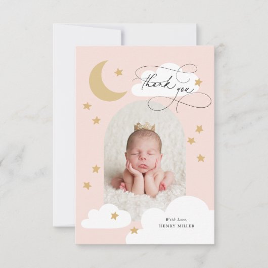 Lune Étoiles Nuages Arch Photo Merci rose (Devant)