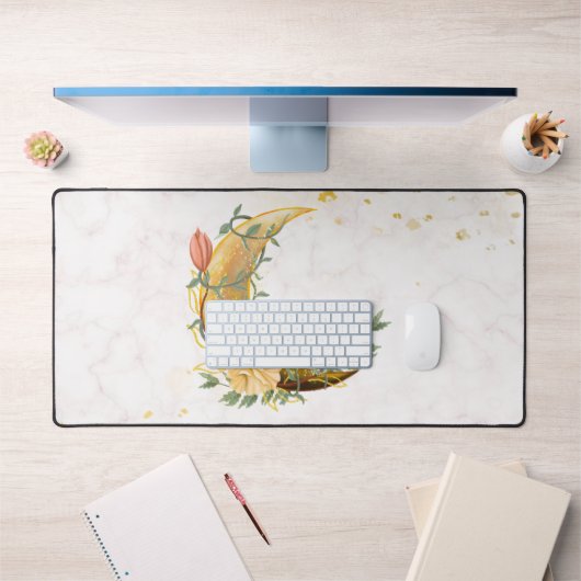 Lune florale, design nature beige et jaune (Bureau 1)