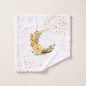 Lune florale, Graphique beige et jaune (Gant de toilette)