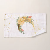 Lune florale, Graphique beige et jaune (Serviette à main)
