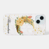 Lune florale, Graphique beige et jaune (Verso Horizontal)