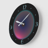 Lune iridescente rose sur noir > Horloge murale (Angle)