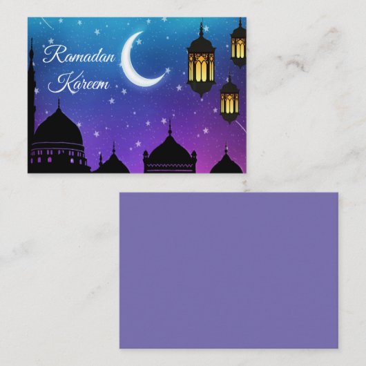 Lune Lumineuse Et Carte De Voeux De L'Aïd Moubarak (Devant / Derrière)