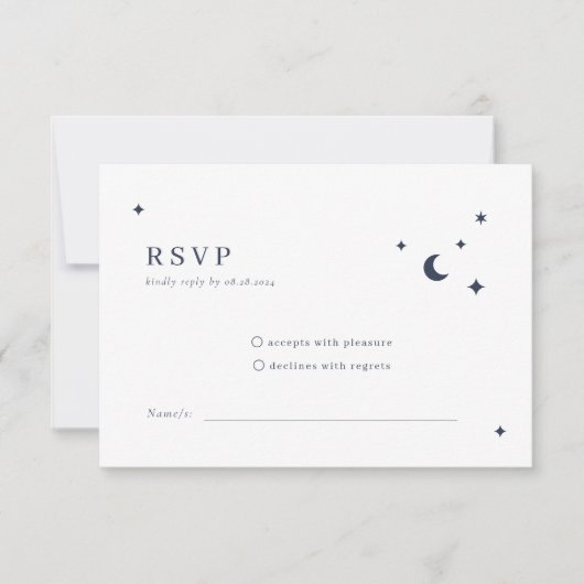 Lune Mariage céleste classique et étoiles RSVP (Devant)