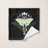 Lune Papillon Éthérée Verte Mystique Céleste (Gant de toilette)