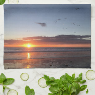 Lune Plage Sunset Serviette de cuisine
