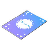Lune pourpre bleue et carnet de notes à spirale (Côté gauche)