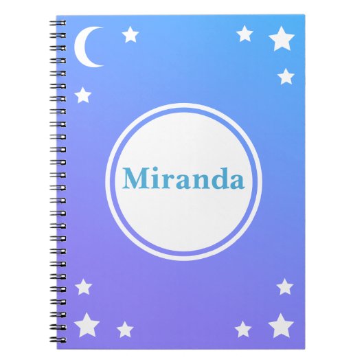 Lune pourpre bleue et carnet de notes à spirale (Devant)