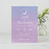 Lune romantique Aquarelle invitations mariage (Debout devant)