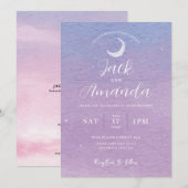 Lune romantique Aquarelle invitations mariage (Devant / Derrière)