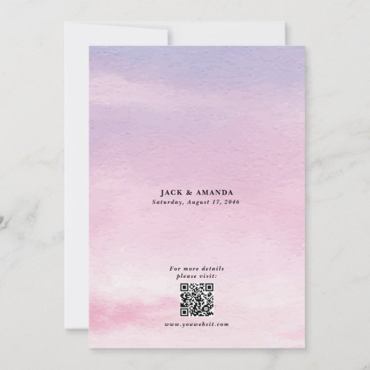 Lune romantique Aquarelle invitations mariage (Dos)