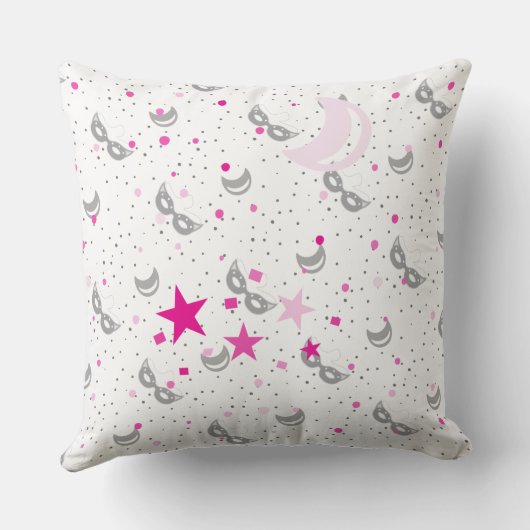 Lune rose céleste et étoiles Mardi Gras Coussin (Verso)