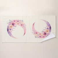 Lune rose Croissant avec de jolies fleurs