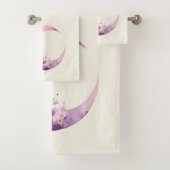 Lune rose Croissant avec de jolies fleurs (En situation)