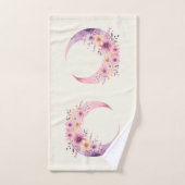 Lune rose Croissant avec de jolies fleurs (Serviette à main)