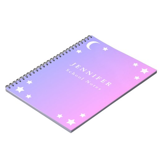 Lune rose pourpre et carnet de notes à spirale (Côté gauche)