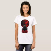 Lune rouge gothique et t-shirt chat noir (Devant entier)