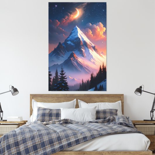 Lune sur les montagnes | Impression de nuit célest (Insitu(Chambre))