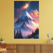 Lune sur les montagnes | Impression de nuit célest (Insitu(Salon))
