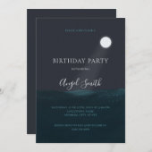 Lune sur l'océan Invitation de fête d'anniversaire (Devant / Derrière)
