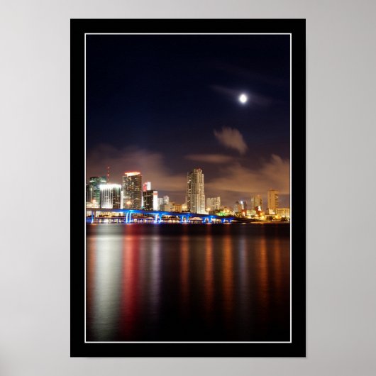 Lune sur Miami skyline - Poster (Devant)