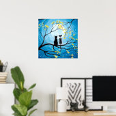 Lune Whimsical avec chats Poster Imprimer (Bureau à domicile)