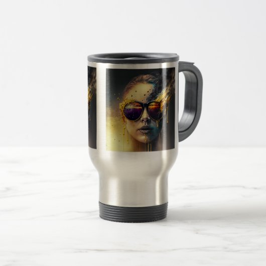 Lunettes brûlantes Voyage / Mug de navette, 15 oz (Devant droit)