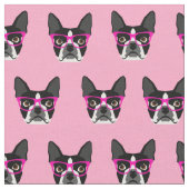 Lunettes de Boston Terrier - tissu rose (Fermer)