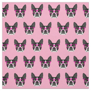 Lunettes de Boston Terrier - tissu rose