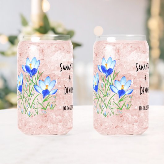 Lunettes de can en verre imprimées de crocus bleus (Insitu (Mariage))