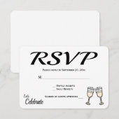 Lunettes de champagne Mariage RSVP noires et blanc (Devant / Derrière)