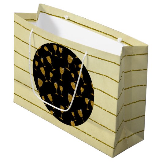 Lunettes de Champagne, Sac Cadeau - Grand, Lustré (Devant Angle)